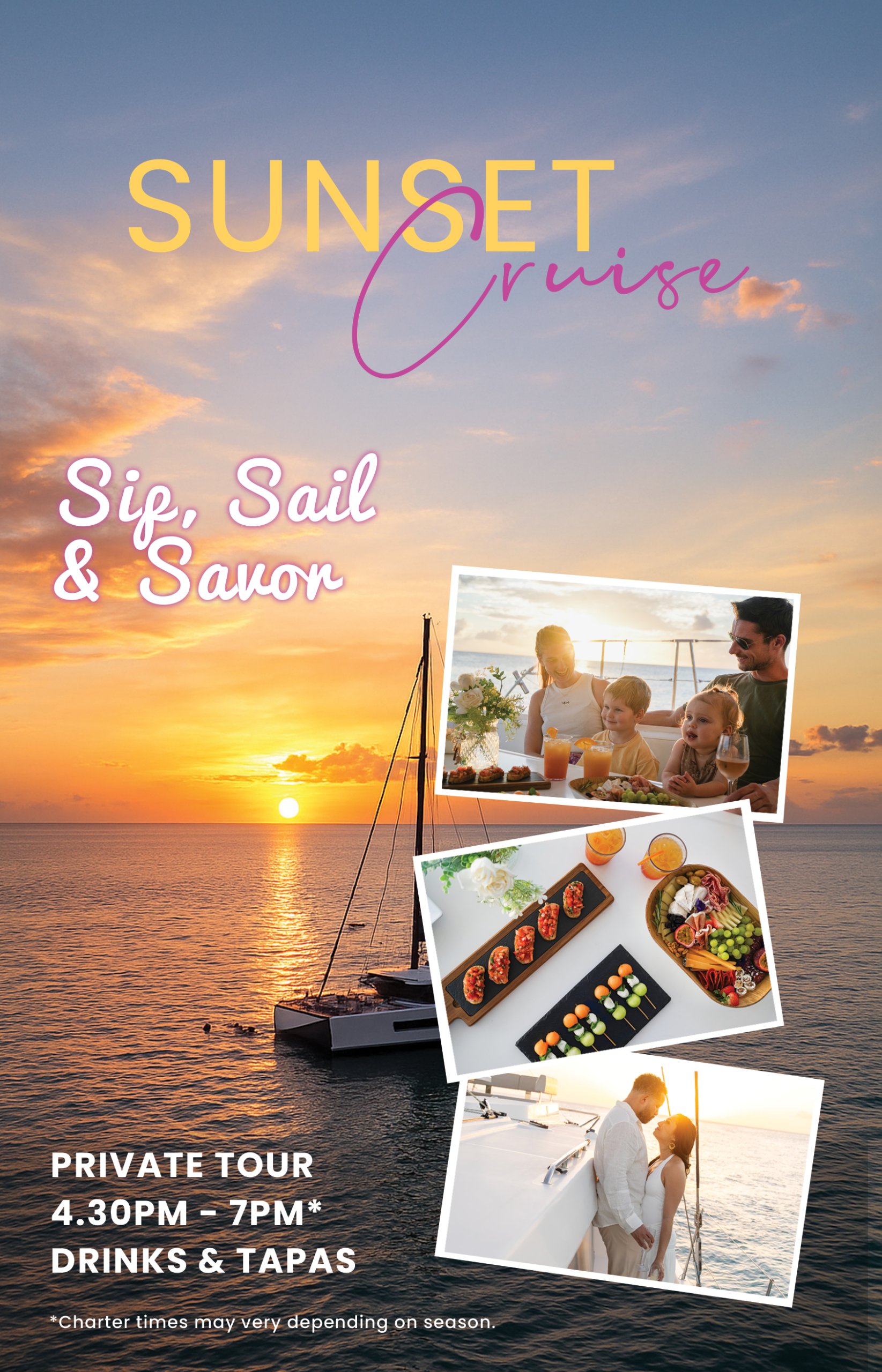 Sunset Sail, Sunset Charter, Private Catamaran Boat Trip, SXM St Maarten St Martin